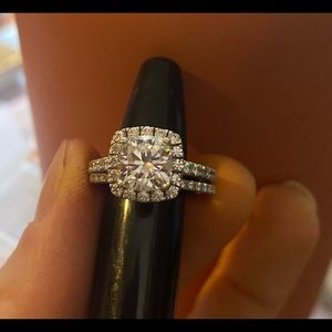 Moissanite Engagement Ring + Band Size 6.75